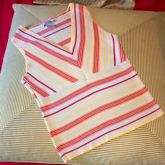 Cotton V Neck Striped Top - EUC - Picture 1 of 8